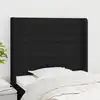 Image de vidaXL Tête de lit avec oreilles Noir 83x16x118/128 cm Tissu