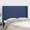 Image de vidaXL Tête de lit avec oreilles Bleu 147x16x118/128 cm Tissu