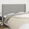 Image de vidaXL Tête de lit avec oreilles Gris clair 163x16x118/128 cm Tissu