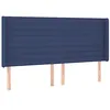 Image de vidaXL Tête de lit avec oreilles Bleu 163x16x118/128 cm Tissu