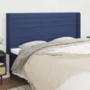 Image de vidaXL Tête de lit avec oreilles Bleu 163x16x118/128 cm Tissu