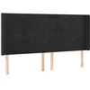 Image de vidaXL Tête de lit avec oreilles Noir 203x16x118/128 cm Velours