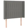 Image de vidaXL Hoofdbord met randen 83x16x118/128 cm stof donkergrijs