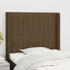 Image de vidaXL Tête de lit avec oreilles Marron foncé 103x16x118/128 cm Tissu