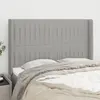 Image de vidaXL Tête de lit avec oreilles Gris clair 147x16x118/128 cm Tissu
