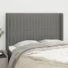Image de vidaXL Tête de lit avec oreilles Gris foncé 147x16x118/128 cm Tissu
