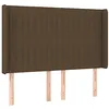 Image de vidaXL Tête de lit avec oreilles Marron foncé 147x16x118/128 cm Tissu