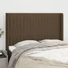 Image de vidaXL Tête de lit avec oreilles Marron foncé 147x16x118/128 cm Tissu