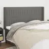 Image de vidaXL Tête de lit avec oreilles Gris foncé 163x16x118/128 cm Tissu
