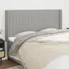 Image de vidaXL Tête de lit avec oreilles Gris clair 203x16x118/128 cm Tissu