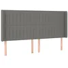 Image de vidaXL Tête de lit avec oreilles Gris foncé 203x16x118/128 cm Tissu