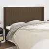Image de vidaXL Tête de lit avec oreilles Marron foncé 203x16x118/128 cm Tissu