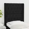 Image de vidaXL Tête de lit avec oreilles Noir 83x16x118/128 cm Tissu