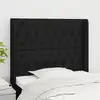 Image de vidaXL Tête de lit avec oreilles Noir 93x16x118/128 cm Tissu