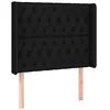 Image de vidaXL Tête de Lit avec Oreilles Meuble de Chambre à Coucher Accessoire de Lit Simple Tête de Cadre de Lit Intérieur Noir 103x16x118/128 cm Tissu