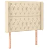 Image de vidaXL Tête de Lit avec Oreilles Meuble de Chambre à Coucher Accessoire de Lit Simple Tête de Cadre de Lit Intérieur Crème 103x16x118/128 cm Tissu