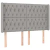 Image de vidaXL Tête de lit avec oreilles Gris clair 163x16x118/128 cm Tissu