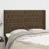 Image de vidaXL Tête de lit avec oreilles Marron foncé 163x16x118/128 cm Tissu