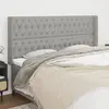 Image de vidaXL Tête de lit avec oreilles Gris clair 183x16x118/128 cm Tissu