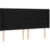Image de vidaXL Tête de lit avec oreilles Noir 183x16x118/128 cm Tissu