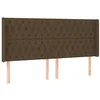 Image de vidaXL Tête de lit avec oreilles Marron foncé 183x16x118/128 cm Tissu