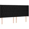 Image de vidaXL Tête de lit avec oreilles Noir 203x16x118/128 cm Tissu
