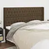 Image de vidaXL Tête de lit avec oreilles Marron foncé 203x16x118/128 cm Tissu