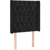 Image de vidaXL Tête de Lit avec Oreilles Meuble de Chambre à Coucher Accessoire de Lit Simple Tête de Cadre de Lit Intérieur Noir 83x16x118/128 cm Velours