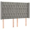 Image de vidaXL Tête de lit avec oreilles Gris clair 147x16x118/128 cm Velours
