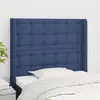 Image de vidaXL Tête de lit avec oreilles Bleu 93x16x118/128 cm Tissu
