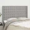 Image de vidaXL Tête de lit avec oreilles Gris clair 147x16x118/128 cm Tissu