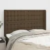 Image de vidaXL Tête de lit avec oreilles Marron foncé 147x16x118/128 cm Tissu