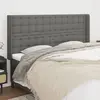 Image de vidaXL Tête de lit avec oreilles Gris foncé 203x16x118/128 cm Tissu