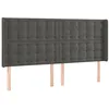 Image de vidaXL Tête de lit avec oreilles Gris foncé 163x16x118/128 cm Velours