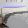 Image de vidaXL Tête de lit à LED Crème 160x5x78/88 cm Similicuir