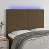Image de vidaXL Tête de lit à LED Marron foncé 144x5x118/128 cm Tissu