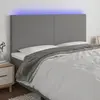 Image de vidaXL Tête de lit à LED Gris foncé 200x5x118/128 cm Tissu
