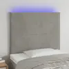 Image de vidaXL Tête de lit à LED Gris clair 80x5x118/128 cm Velours