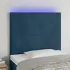 Image de vidaXL Tête de lit à LED Bleu foncé 80x5x118/128 cm Velours