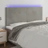 Image de vidaXL Tête de lit à LED Gris clair 200x5x118/128 cm Velours