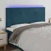 Image de vidaXL Tête de lit à LED Bleu foncé 200x5x118/128 cm Velours
