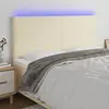 Image de vidaXL Tête de lit à LED Crème 180x5x118/128 cm Similicuir