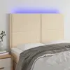 Image de vidaXL Tête de lit à LED Crème 144x5x118/128 cm Tissu