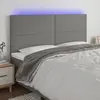 Image de vidaXL Tête de lit à LED Gris foncé 200x5x118/128 cm Tissu