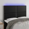 Image de vidaXL Tête de lit à LED Noir 144x5x118/128 cm Similicuir