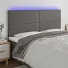 Image de vidaXL Tête de lit à LED Gris 200x5x118/128 cm Similicuir