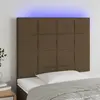 Image de vidaXL Tête de lit à LED Marron foncé 90x5x118/128 cm Tissu