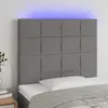 Image de vidaXL Tête de lit à LED Gris foncé 100x5x118/128 cm Tissu