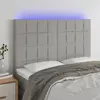 Image de vidaXL Tête de lit à LED Gris clair 144x5x118/128 cm Tissu
