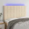 Image de vidaXL Tête de lit à LED Crème 144x5x118/128 cm Tissu